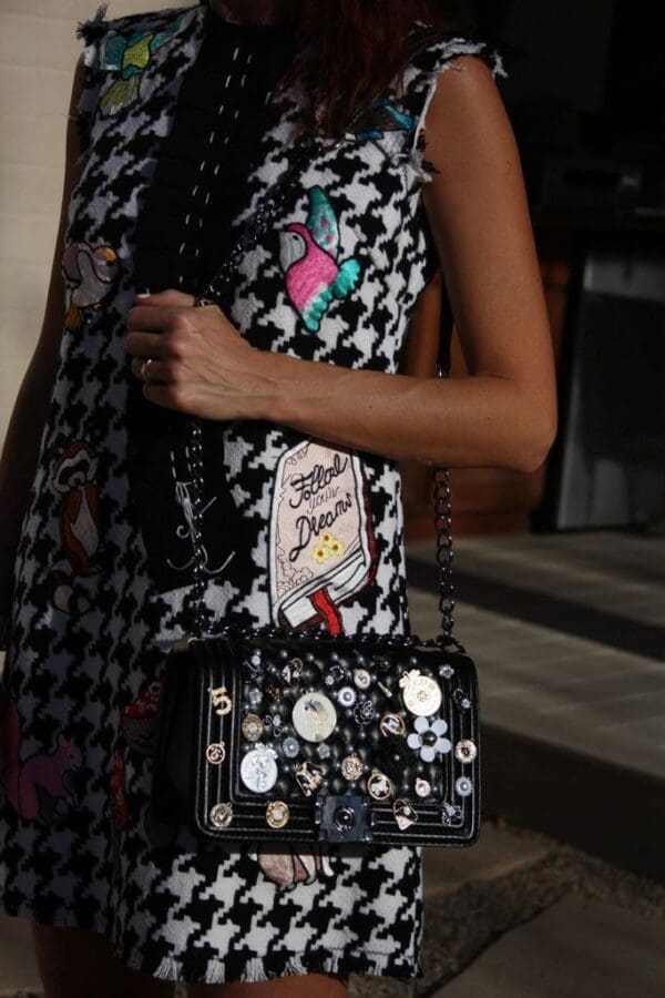 SOLD! 1388 Caviar Le Boy Madam Coco Embellished Brooches Handbag - Image 3