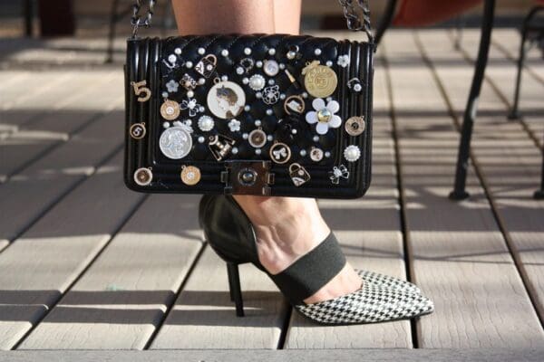 SOLD! 1388 Caviar Le Boy Madam Coco Embellished Brooches Handbag - Image 5