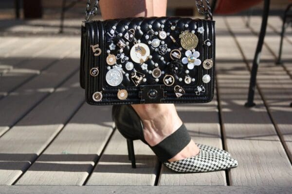 SOLD! 1388 Caviar Le Boy Madam Coco Embellished Brooches Handbag - Image 7