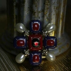 1416 Madam Coco Fancy Pearl Enamel Blue Wine Brooch