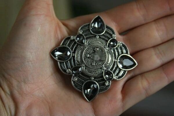 1418 Madam Coco Fancy Vintage Silver Tone Brooch