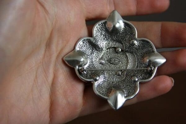 1418 Madam Coco Fancy Vintage Silver Tone Brooch - Image 2