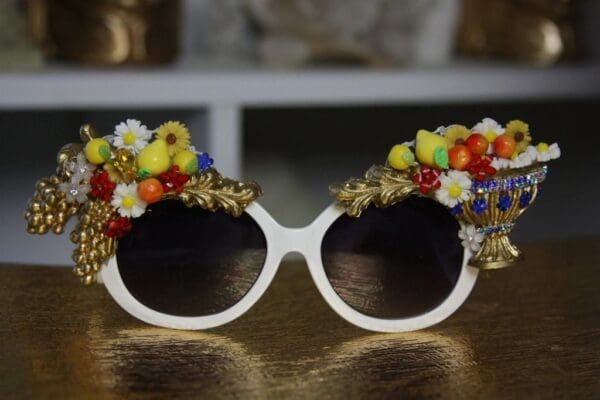 SOLD! 1443 Baroque Greek Vase Lemon Grapes Flower Embellished Sunglasses - Image 6