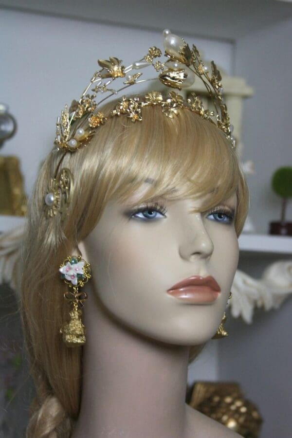 1542 Baroque Huge Pearl Flower Headband Tiara - Image 7