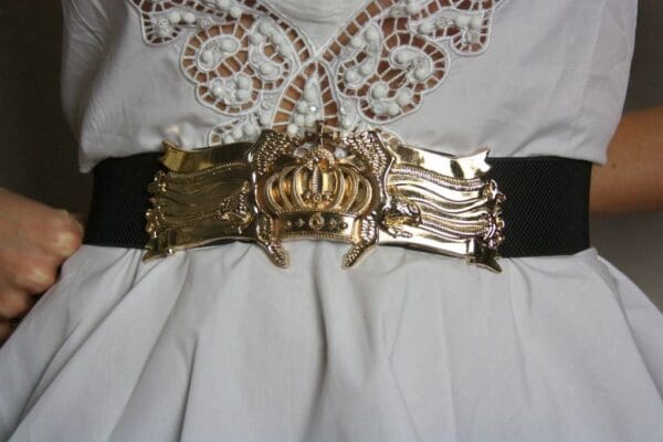 A close up of the belt on a dress