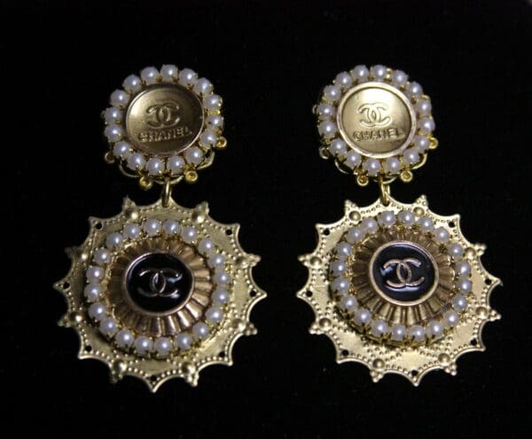 1585 Repurposed Chanel Buttons Earrings Studs