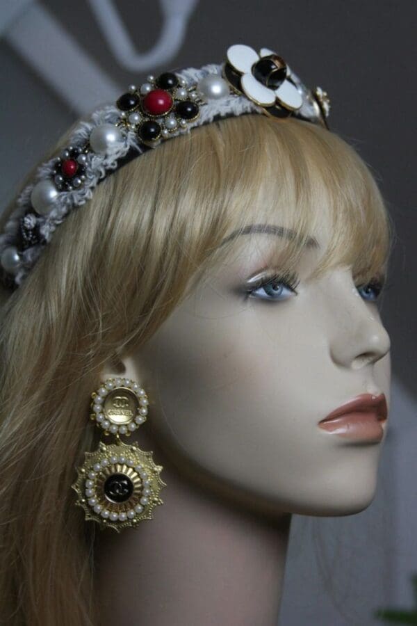 1585 Repurposed Chanel Buttons Earrings Studs - Image 5