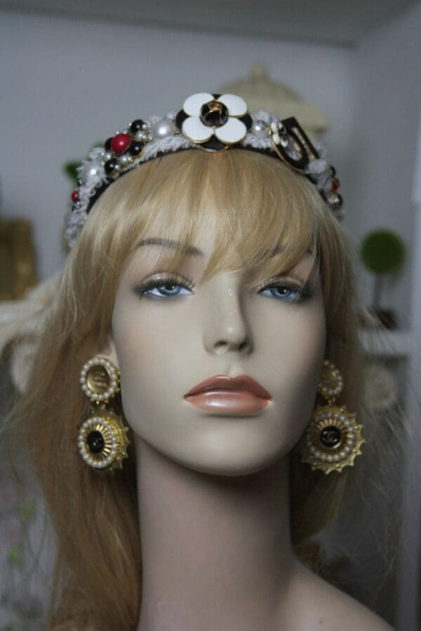 1585 Repurposed Chanel Buttons Earrings Studs - Image 3