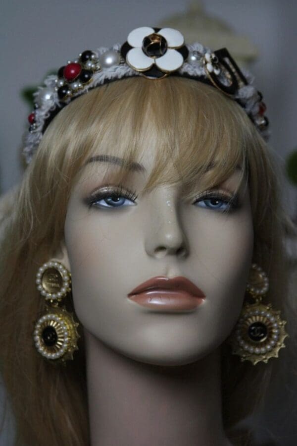 1585 Repurposed Chanel Buttons Earrings Studs - Image 4