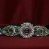 1596 Repurposed Chanel Button Crystal Forehead Headband