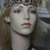1596 Repurposed Chanel Button Crystal Forehead Headband - Image 8
