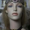 1596 Repurposed Chanel Button Crystal Forehead Headband - Image 7