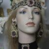 1596 Repurposed Chanel Button Crystal Forehead Headband - Image 4
