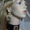 1596 Repurposed Chanel Button Crystal Forehead Headband - Image 5