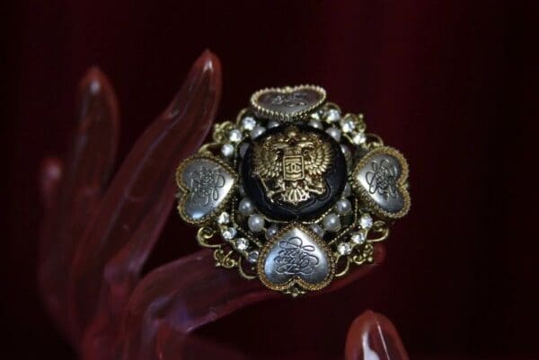 1613 Vintage Chanel Repurposed Button Eagle Ring - Image 3