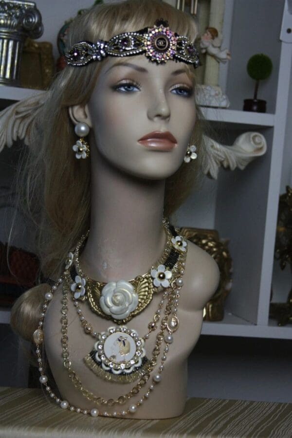 1618 Madam Coco Camellia Enamel Medallion Daisy Pearl Set - Image 3