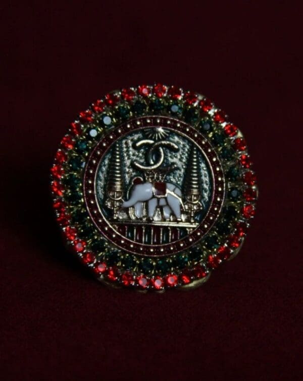 1683 Authentic Chanel Repurposed Elephant Button Cocktail Adjustable Rint - Image 2