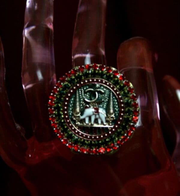 1683 Authentic Chanel Repurposed Elephant Button Cocktail Adjustable Rint