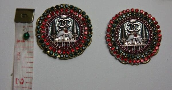 1684 Authentic Repurposed Chanel Button Elephant Crystal Studs - Image 4