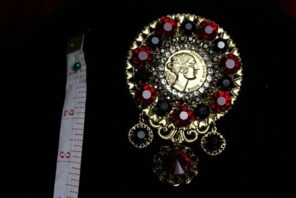 1687 Authentic Repurposed Chanel Button Crystal Huge Brooch - Image 7