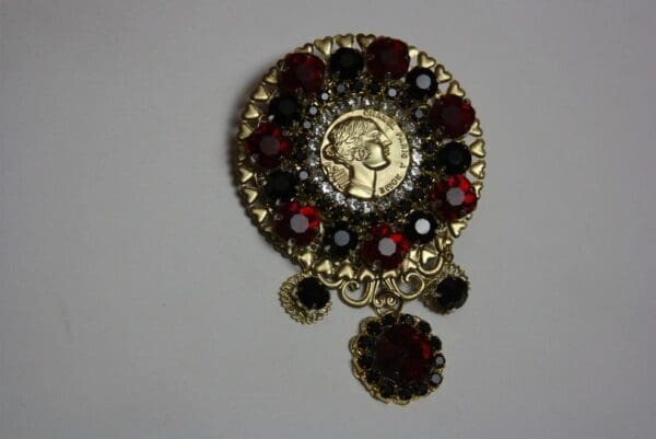 1687 Authentic Repurposed Chanel Button Crystal Huge Brooch - Image 5