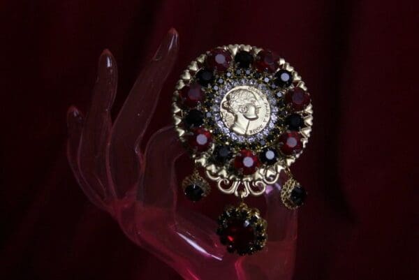 1687 Authentic Repurposed Chanel Button Crystal Huge Brooch - Image 2
