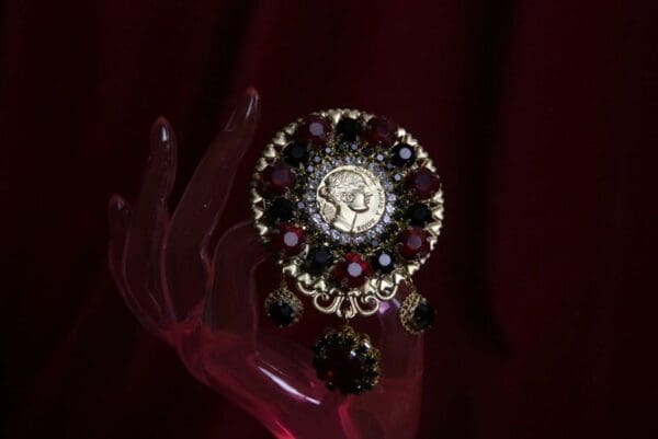 1687 Authentic Repurposed Chanel Button Crystal Huge Brooch - Image 4