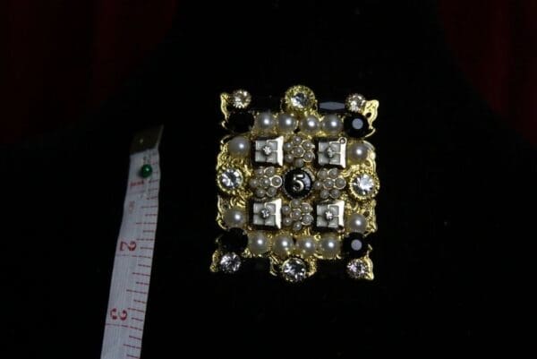SOLD! 1688 Madam Coco Number 5 Huge Crystal Pearl Brooch - Image 2