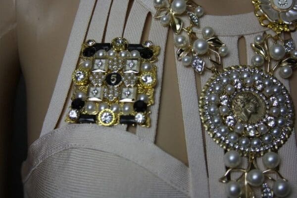 SOLD! 1688 Madam Coco Number 5 Huge Crystal Pearl Brooch - Image 6