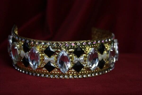 1694 Baroque Art Deco Clear Crystal Black Headband - Image 2