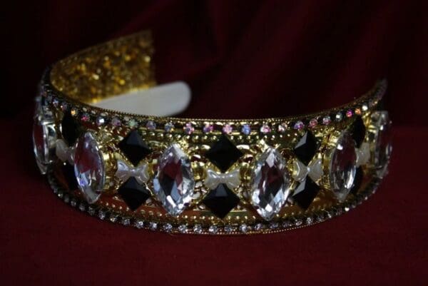1694 Baroque Art Deco Clear Crystal Black Headband - Image 3