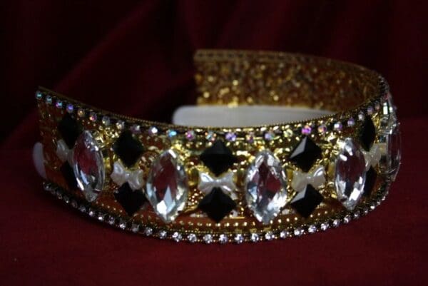 1694 Baroque Art Deco Clear Crystal Black Headband - Image 4
