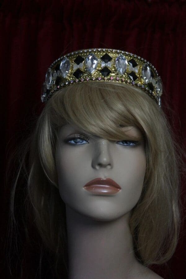 1694 Baroque Art Deco Clear Crystal Black Headband - Image 5