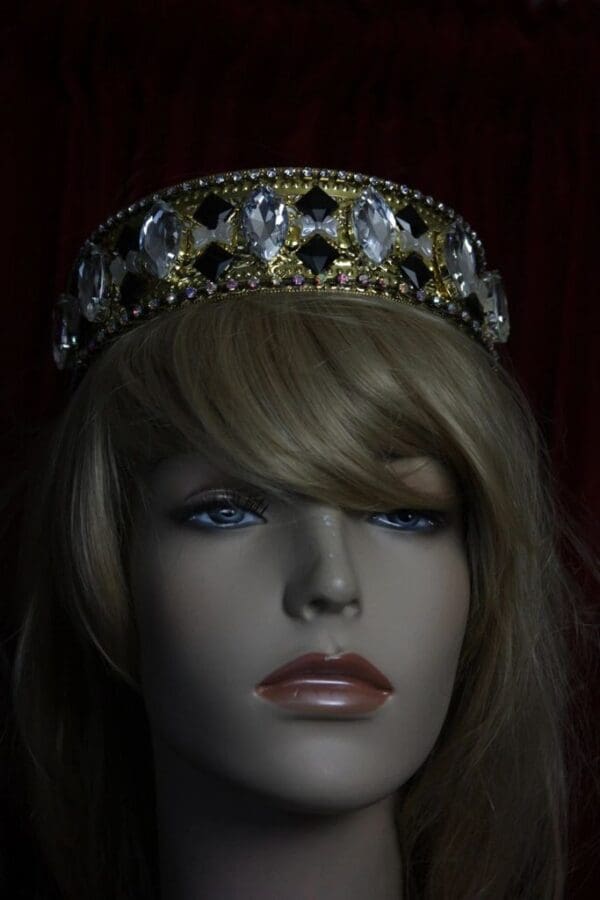 1694 Baroque Art Deco Clear Crystal Black Headband - Image 6