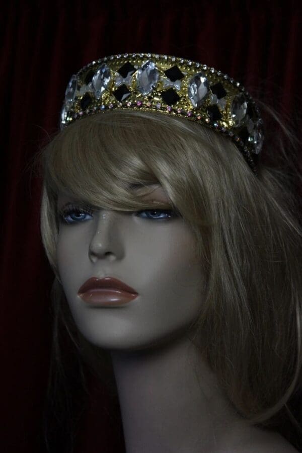 1694 Baroque Art Deco Clear Crystal Black Headband - Image 7