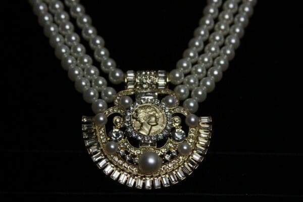 1736 Authentic Chanel Button Pearl NEcklace - Image 5