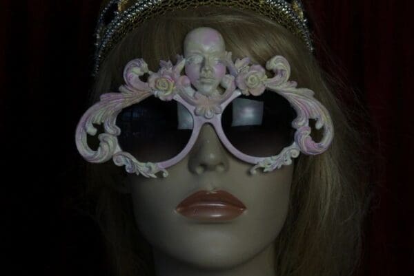 SOLD! 1749 Unusual Art Deco Pink Yellow Face Sunnies - Image 2