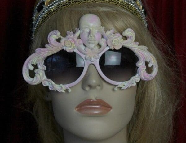 SOLD! 1749 Unusual Art Deco Pink Yellow Face Sunnies
