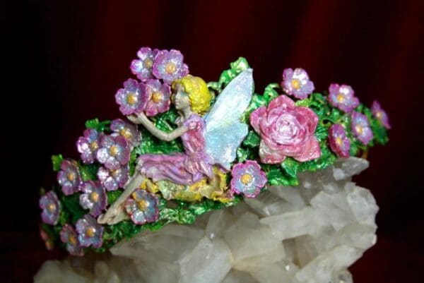 2311 Unusual Hand Painted Glitter Fairy Crown Tiara - Image 4