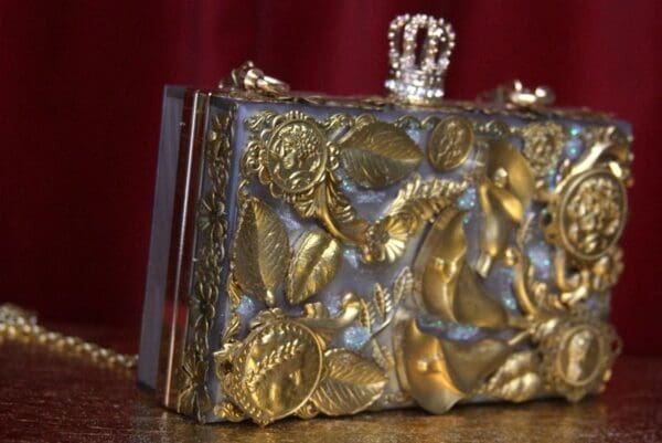 A close up of the side of a purse