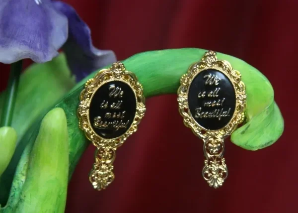 2664 Baroque 2 Colors Mirrow Elegant Earrings Studs - Image 5