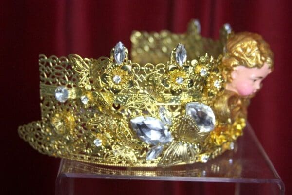 2877 Total Baroque Vivid Cherub Putti Clear Crystal Crown Tiara - Image 8