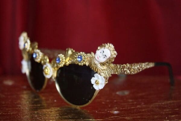 3289 Gold Filigree Baroque Angels Cherubs Embellished Sunglases - Image 2