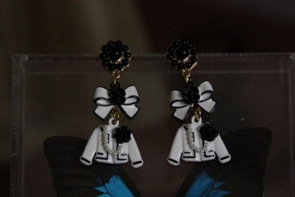 Runway Byzantine Designer Inspired Enamel Coco JAcket Bow Studs Earrings