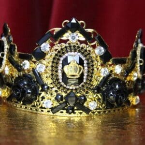 3509 Baroque Black Flower Crystal Flower Crown Headband