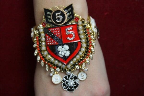 3632 Byzantine Madam Coco Huge Unusual Shield Crystal Bracelet - Image 2