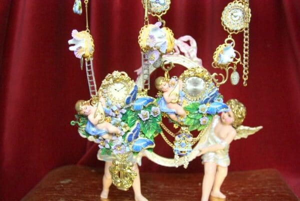 A statue of two people with a carousel horse.