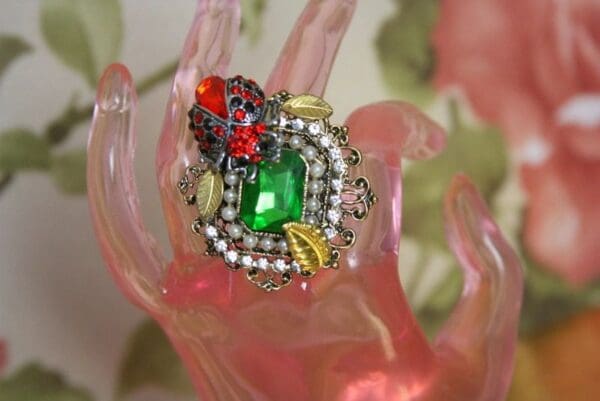 A close up of a ring on someones hand
