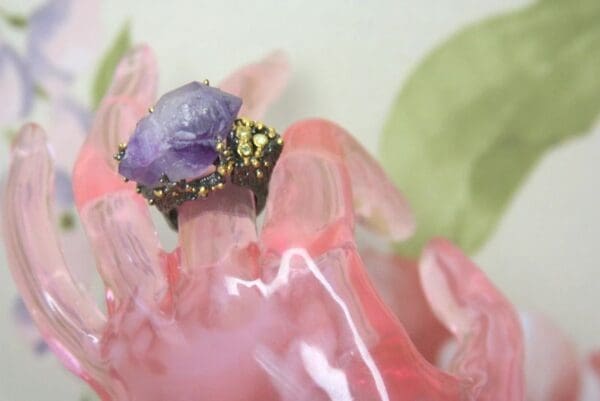 4162 Genuine Irregular Amethyst Sterling Silver Ring Size 8.5 - Image 2