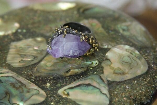 4162 Genuine Irregular Amethyst Sterling Silver Ring Size 8.5 - Image 7
